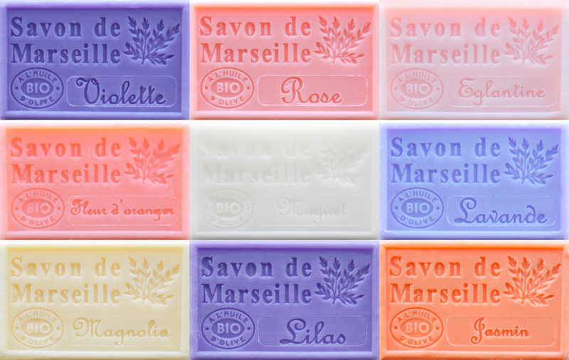 The 9 Savon de Marseille French Soaps in this set of Floral Soaps