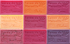 The 9 Savon de Marseille French Soaps in this set of Fruity Fragrances