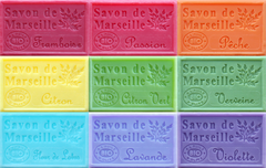 The 9 Savon de Marseille French Soaps in this set of Rainbow Coloured Soaps