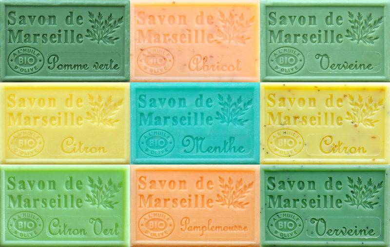 The 9 Savon de Marseille French Soaps in this set of Refreshing fragrances