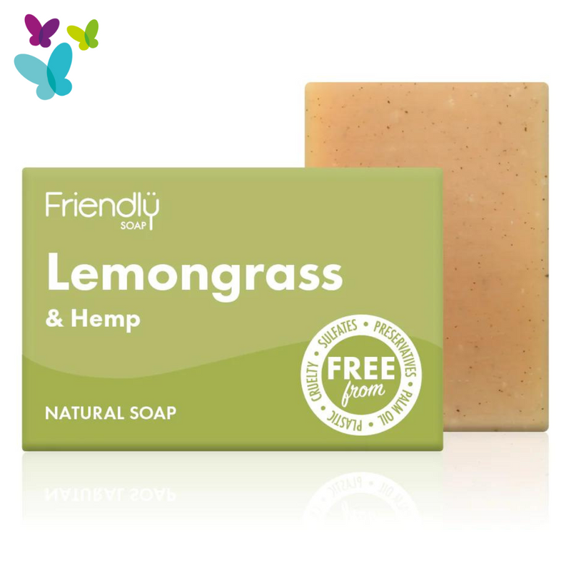 The Lemongrass & Hemp soap bar and cardboard box