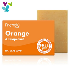 The Orange & Grapefruit soap bar and cardboard box