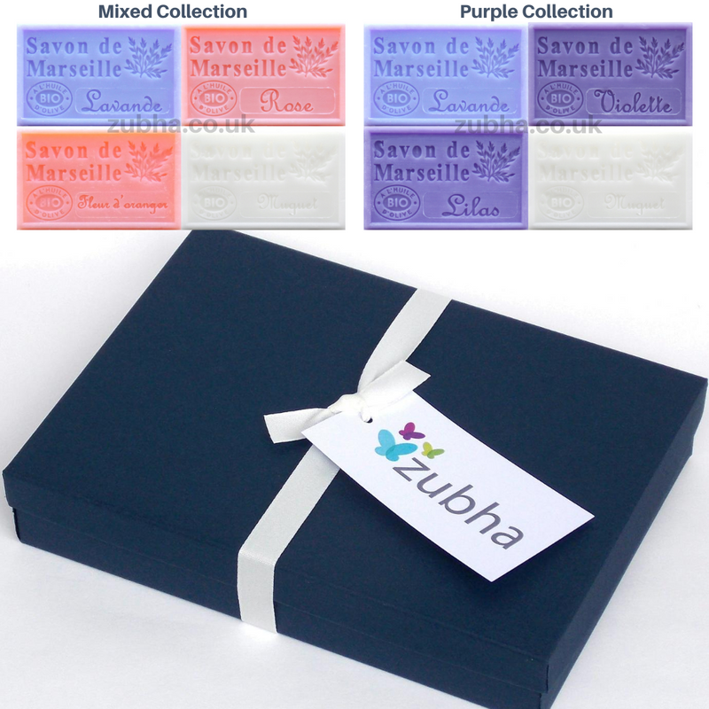 Savon de Marseille Floral 4 Soap Gift Box, Artisanal French Soap, Marseille Soap Gift Set