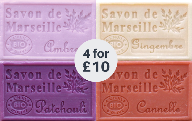 SPICY Fragrances, Marseille French Soaps, 4 x 125g Vegetable Soap Bars