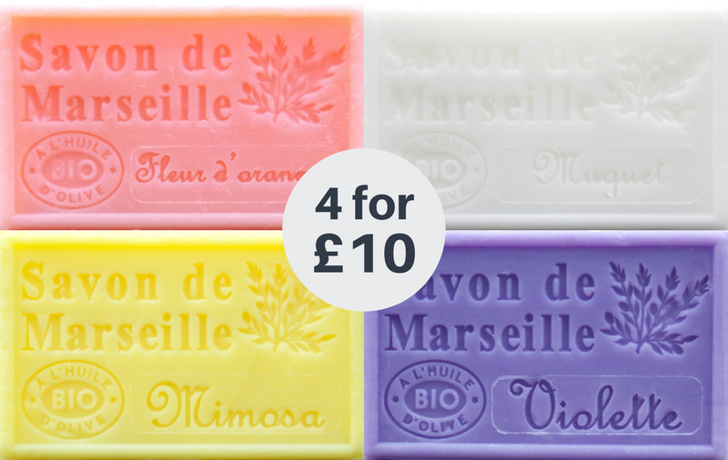 SPRING Fragrances, Marseille French Soaps, 4 x 125g, Vegetable Soap Bars