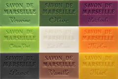 9 x 60g Savon de Marseille Spicy, Neutral & Fruity Collection - Fragranced French Soaps, Vegetable Soap