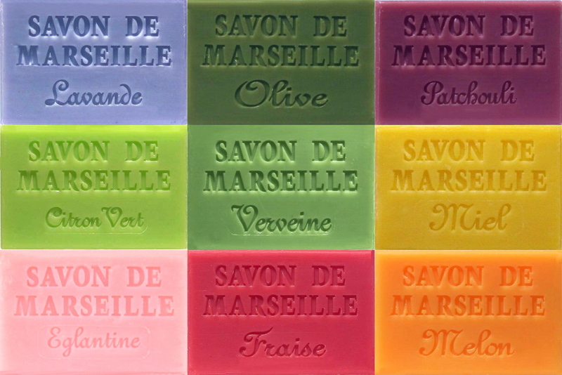 9 x 60g Savon de Marseille Mixed Collection- Fragranced French Soap, Vegetable Soap