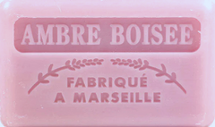 125g Savon de Marseille enriched with organic shea butter - Amber (Ambre Boisee) Fragranced French Soap 