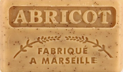 125g Savon de Marseille enriched with organic shea butter - Apricot Exfoliating (Abricot Noyau) Fragranced French Soap 