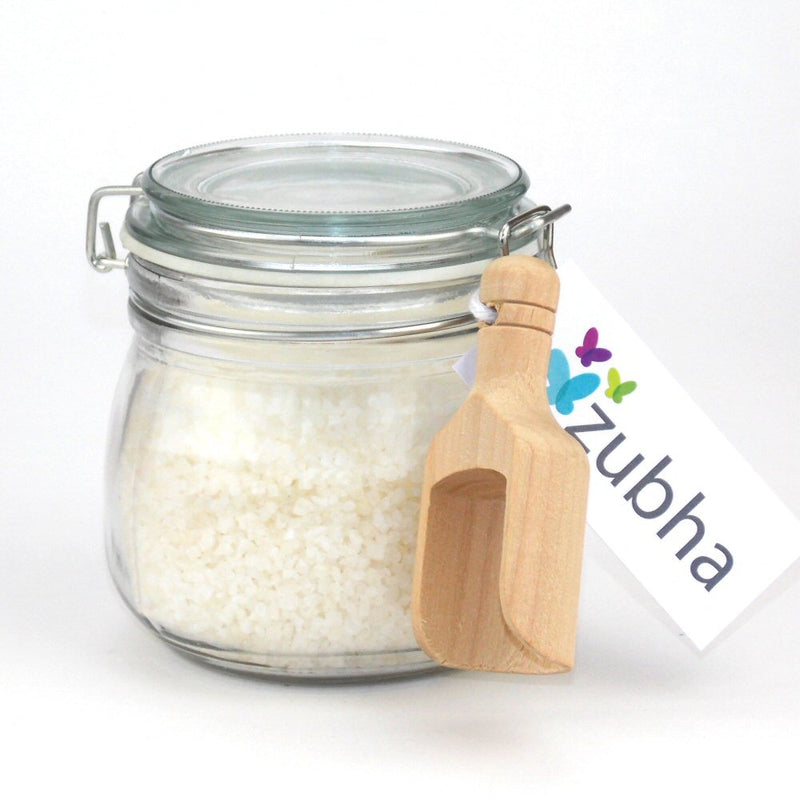 500g Natural Dead Sea Bath Salts with Essential Oils Patchouli and Lime in Kilner Style Clip Top Jar