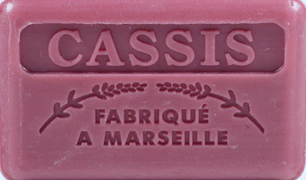 125g Savon de Marseille enriched with organic shea butter - Blackcurrant (Cassis) Fragranced French Soap 