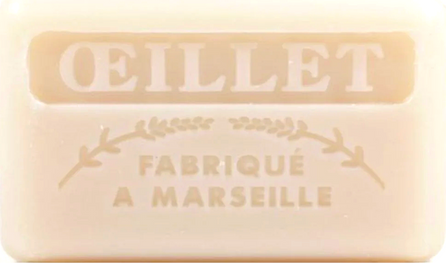 125g Savon de Marseille enriched with organic shea butter - Carnation (Oeillet) Fragranced French Soap