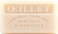 125g Savon de Marseille enriched with organic shea butter - Carnation (Oeillet) Fragranced French Soap