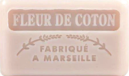 125g Savon de Marseille enriched with organic shea butter - COTTON FLOWER (Fleur de Coton) Fragranced French Soap