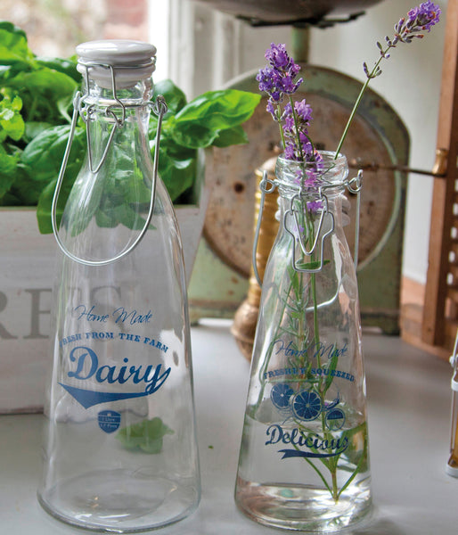 Traditional Swing Top Glass Bottle Motif- Drink Bottle or Vase - Zubha