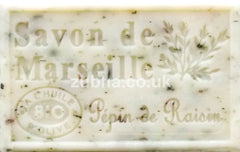 125g Savon de Marseille - Grape Seed Exfoliating (Pepin de Raisin) Fragranced French Soap, Vegetable Soap