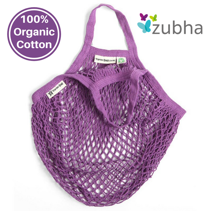 Turtle Bags Organic Cotton String Bag - Purple - Reusable Shopping Bag, Carrier Bag