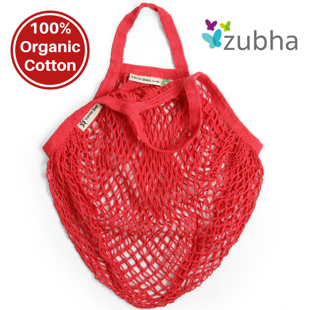 Turtle Bags Organic Cotton String Bag Red Reusable Shopping Bag